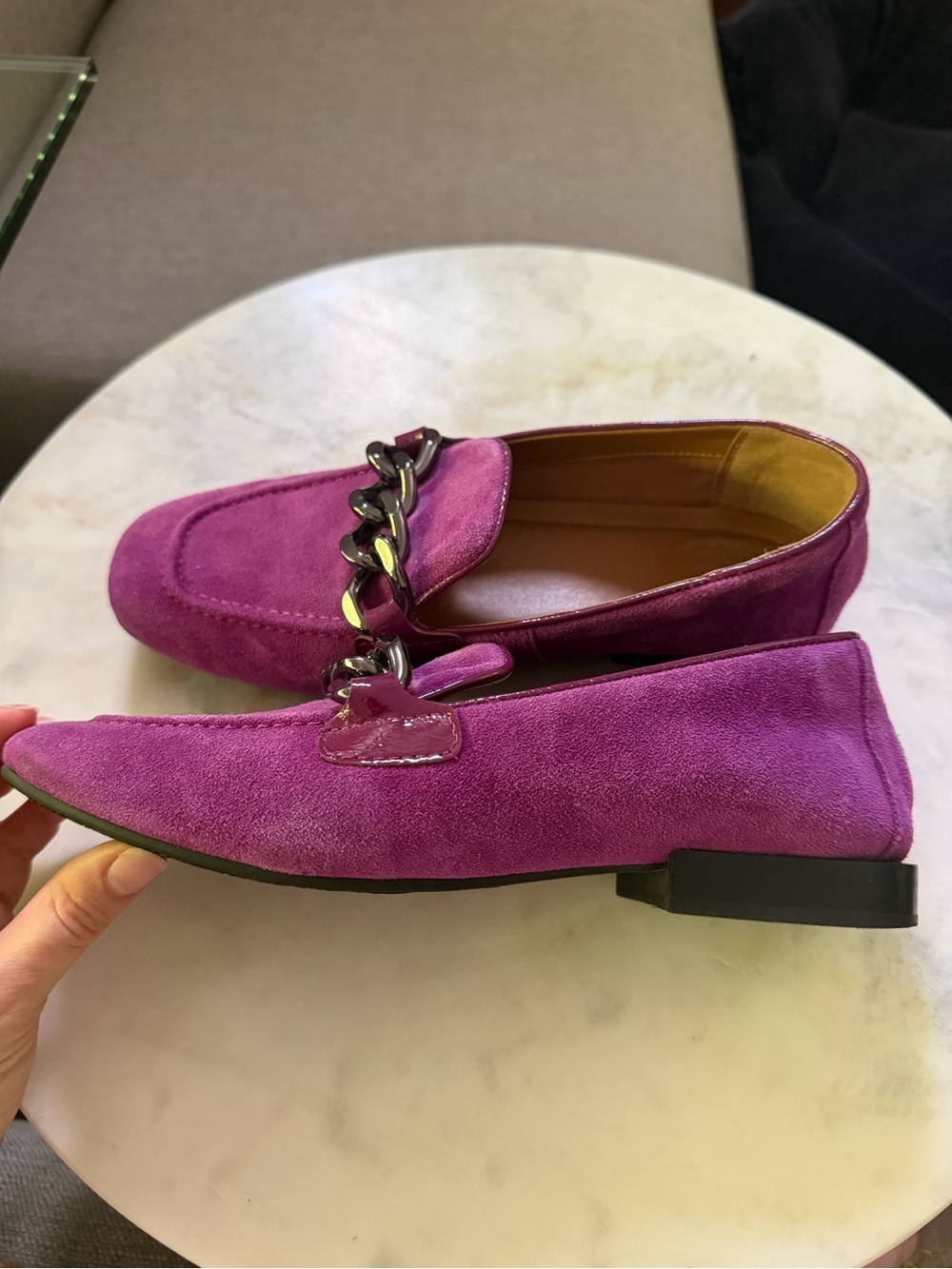Women’s size 6.5 Donald Pliner Bethany slip on suede loafers purple - Picture 6 of 10